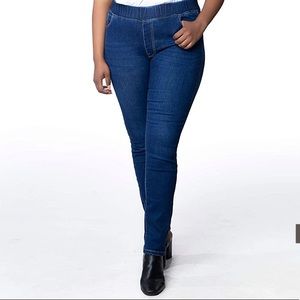 CNROS Womens Plus Size Classic Elastic Waist Slim Pull-on Jeans Pant Sz 18